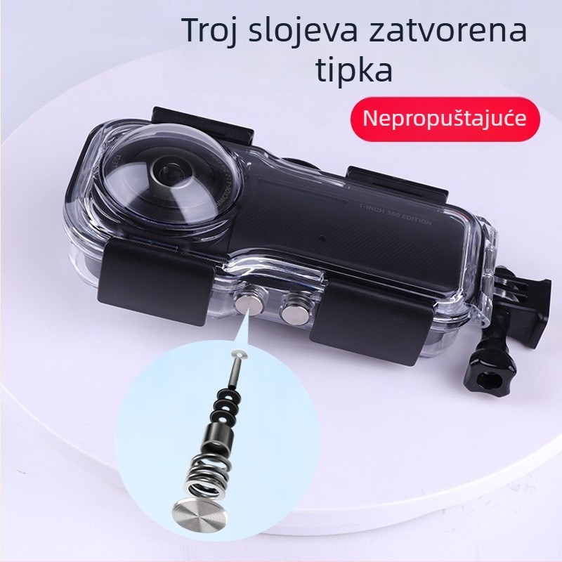 insta360 ONE RS ONE-inch Lycra vodootporna zaštitna kućišta za panoramsku kameru — PC materijal; paket uključuje kućište, osnovu, vijak, anti-fog foliju; tiskano logo OK