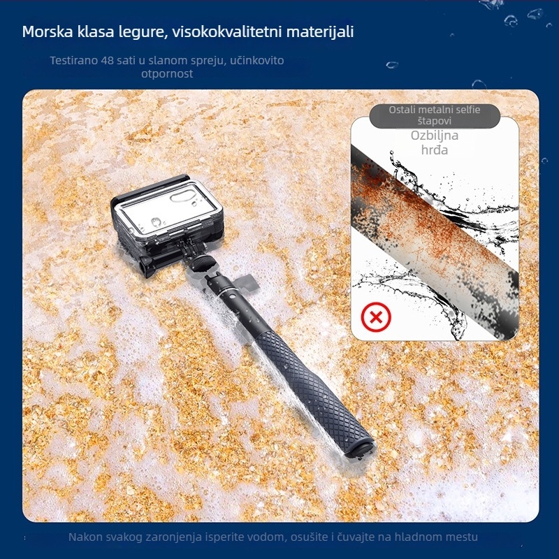 TELESIN Selfie štap od aluminijske legure s vodootpornom kuglastom glavom, GoPro produžni štap, univerzalno za sportske kamere i mobitele, model WSS-001