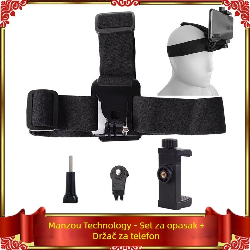 Držač za glavu za akcijske kamere — Plastična/nylon konstrukcija; težina 148 g; kompatibilno s GoPro, DJI, Insta360, Yi; Značajke: Uživo video, Fiksiranje kamere, Apsorpcija udara