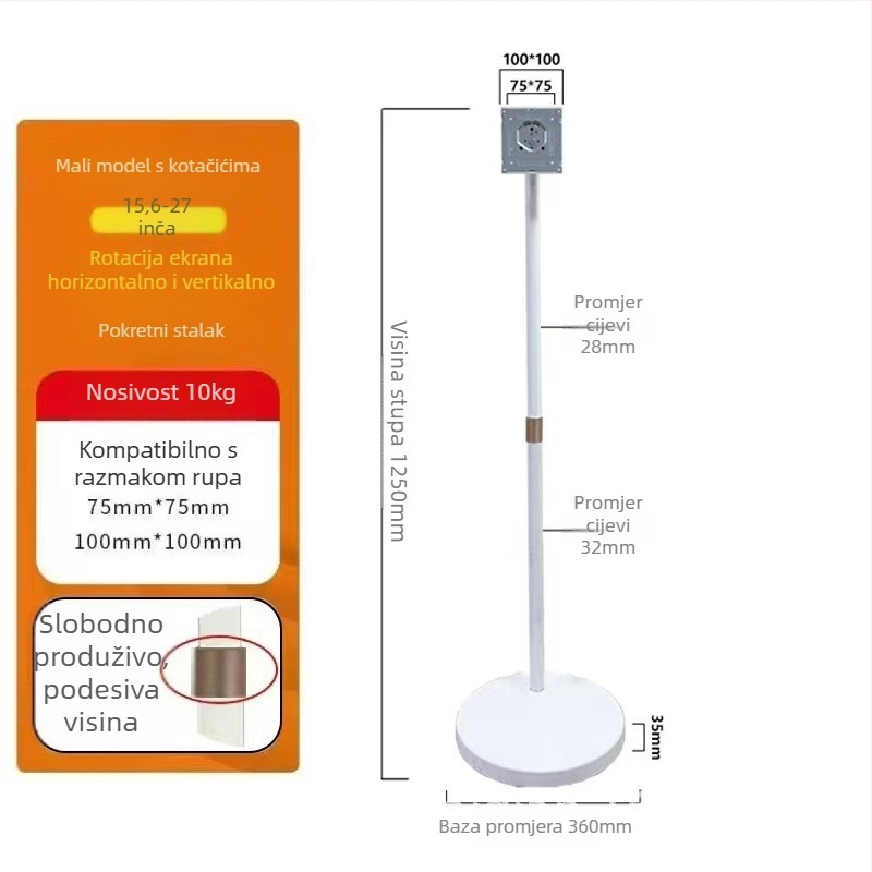 Televizijski nosač s lift mehanizmom, aluminijska legura, model ZJ-A101, Aidian Premium, težina 6,5 kg