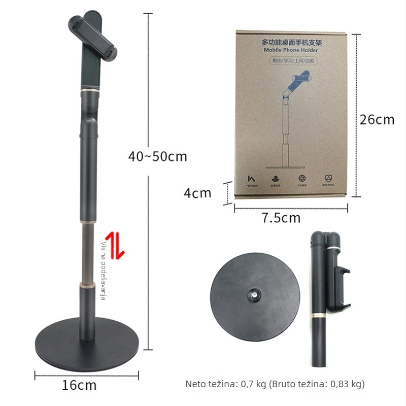 BX-R04 Stolni držač za telefon s podizanjem – Prijenosna, višefunkcionalna podrška za live streaming i fotografiranje, težina 0.83 kg
