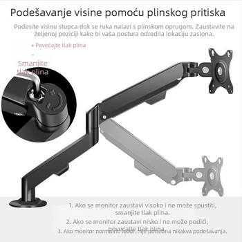 Monitor držač sa stolnom bazom – okretni zglob, 360° rotacija, plastika