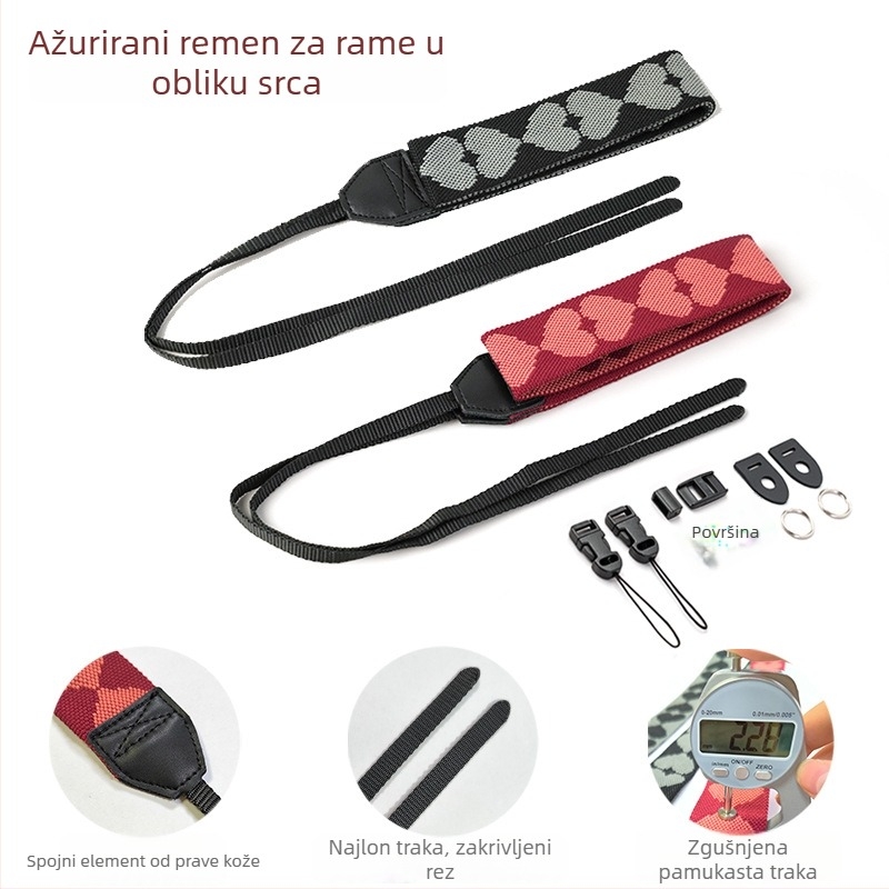Elos remen za kameru preko ramena: koža prvog sloja teleće kože, debeli remen, ručno izrađen ark-cut webbing, višenamjenski ergonomski dizajn, kompatibilan s DSLR i bez ogledala kamerama