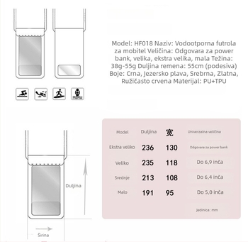 Univerzalna TPU vodootporna futrola za mobitel za plivanje i ronjenje, osjetljivi dodir zaslona, vodootporna kutija za fotografije u toplim izvorima, zaštita od prašine