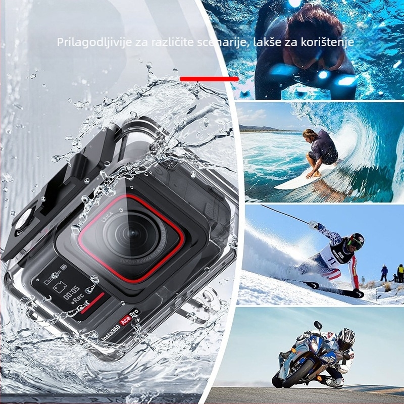 Acepro2Insta360 vodootporan zaštitni kućište | Materijal: PC + 316 nehrđajući čelik; Proces: injekcijsko prešanje; Kompatibilno s Acepro waterproof shell; Lansirano 2023
