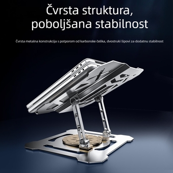 360° rotirajući stalak za laptop, stil Mecha, sklopiva stolna rashladna podrška, karbonska čelična, model L205-b, 2 kg, univerzalni