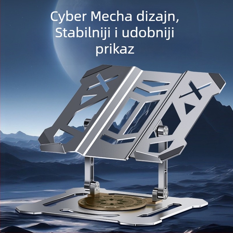 360° rotirajući stalak za laptop, stil Mecha, sklopiva stolna rashladna podrška, karbonska čelična, model L205-b, 2 kg, univerzalni