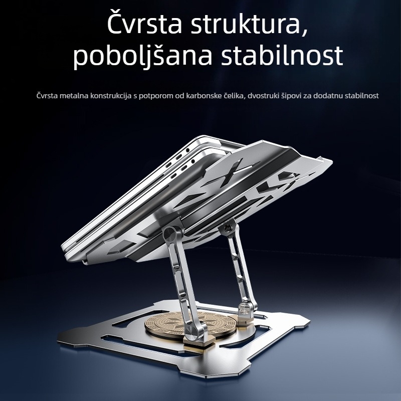 360° rotirajući stalak za laptop, stil Mecha, sklopiva stolna rashladna podrška, karbonska čelična, model L205-b, 2 kg, univerzalni