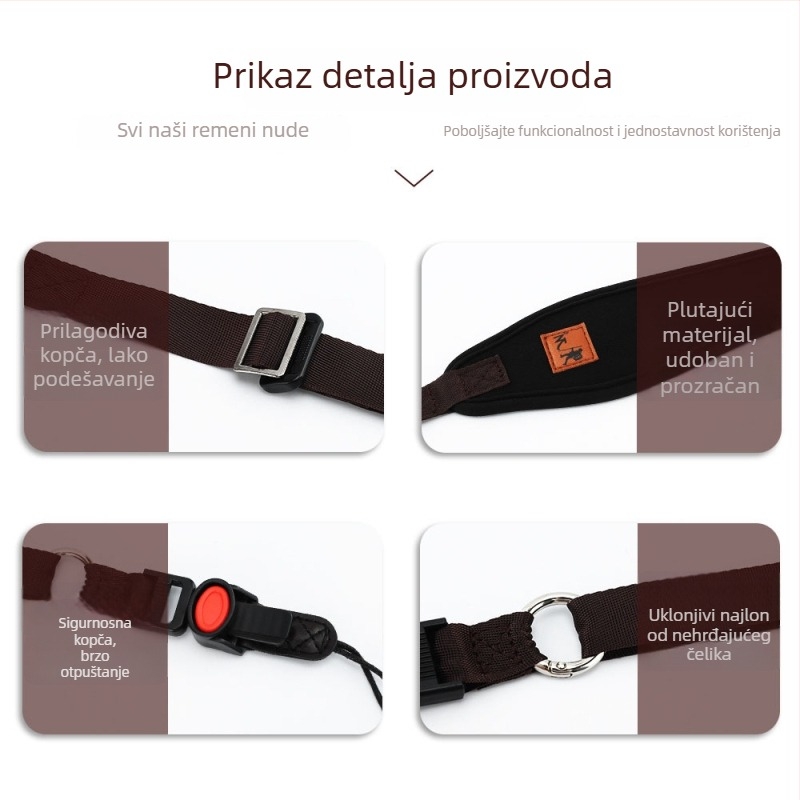 JN Geno JN-FK Remen za rame fotoaparata s brzim otpuštanjem, najlonski pojas, nosivost 40 kg, podesiva duljina, za opće kamere