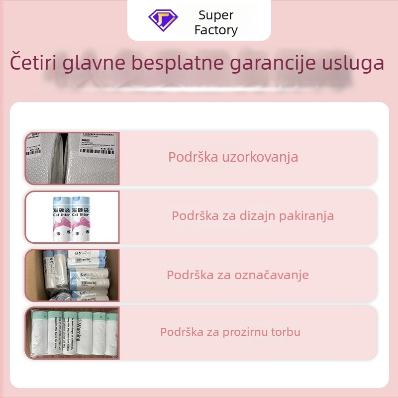 Torba za mačji izmet s vrpcom, debela, prijenosna, HDPE/LDPE