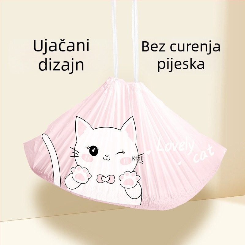 Torba za mačji izmet s vrpcom, debela, prijenosna, HDPE/LDPE