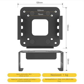 Mini stalak za Mac mini — Zjj010, hladno valjani čelik, kompatibilan s Macmini M4/M4Pro, 0,25 kg, stolni oblik