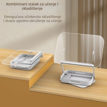 Akrilni stalak za tablet s kutijom za pohranu, 360° prilagodljiv, model R22h, duljina kabela 340 mm, masa 1,413 kg