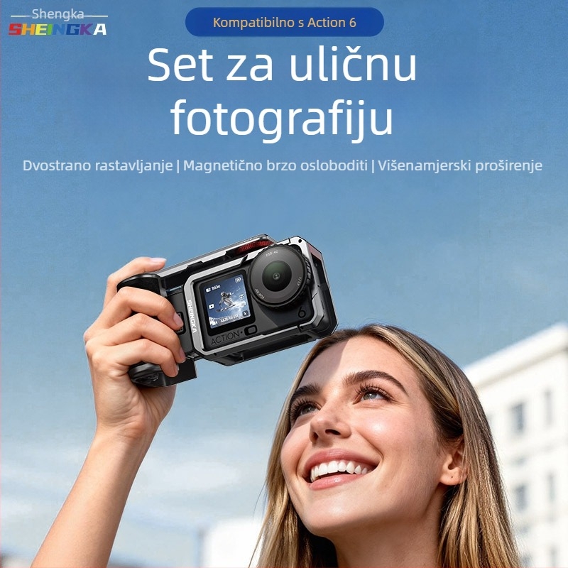 Set za street fotografiju za DJI Action6 – potpuno metalna konstrukcija, aluminijska legura, kompatibilan s Osmo Action6, prijenosno, otporno na gubitak, otporno na sudare