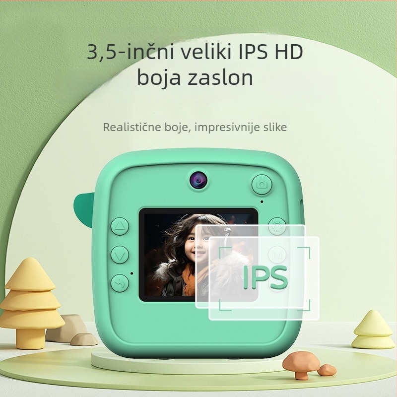 Dječja kamera za instantno ispisivanje s dvostrukim objektivom, 1080P video, 2,4-inčni HD LCD, podrška TF kartici, ABS kućište (Model A28)