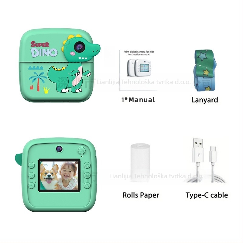 Dječja kamera za instantno ispisivanje s dvostrukim objektivom, 1080P video, 2,4-inčni HD LCD, podrška TF kartici, ABS kućište (Model A28)