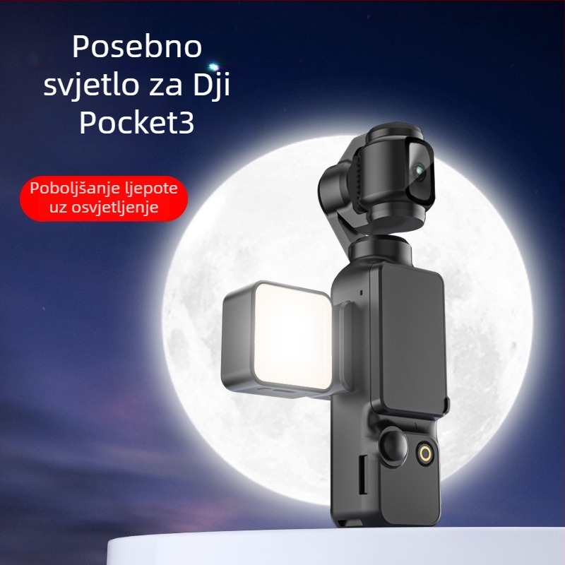 PM01 Svjetlo za DJI Pocket3 za kameru; Model PM01; Materijal: ABS+PC+silika gel+metal; Uključeno: data kabel, svjetlo, klip, upute