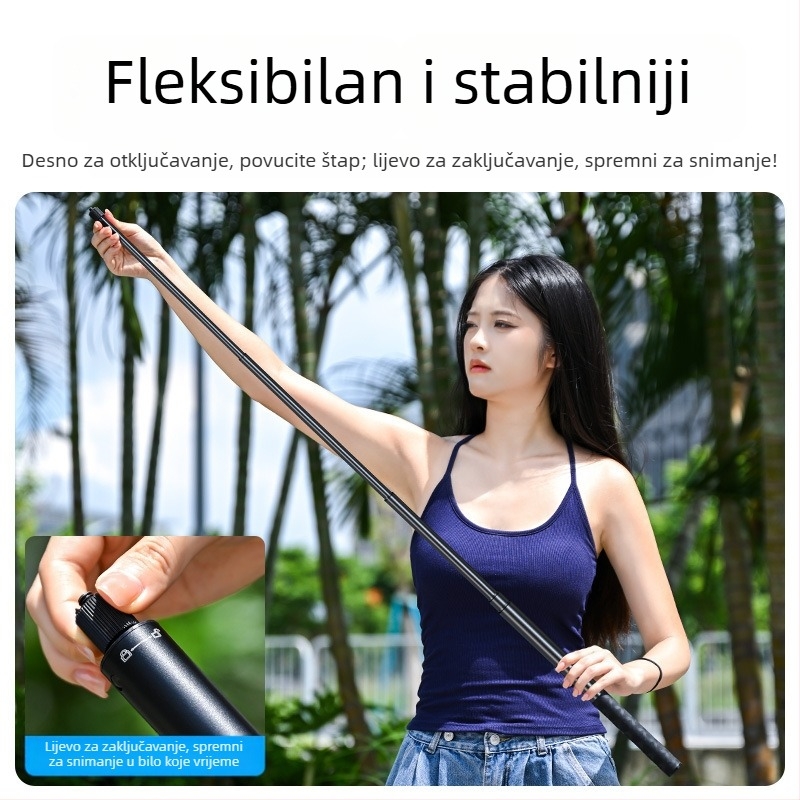 Selfie štap s tripodom i gimbal stabilizatorom za akcijske kamere – univerzalna kompatibilnost, prijenos uživo videa, vlog