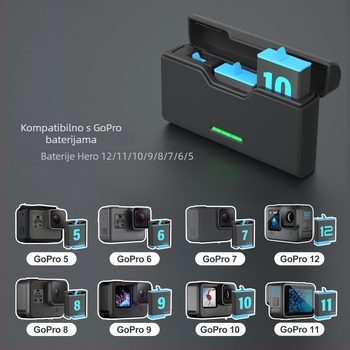 SEIVI Punjač za GoPro – Type-C dok, otporan na udarce, kompatibilan s GoPro 6–10