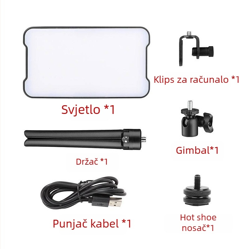 LP160 Mini rasvjeta za nadomještanje – ugrađena baterija, 8W, 3V–4.2V, prilagodljivo, za PC/DSLR/telefon fotografiju