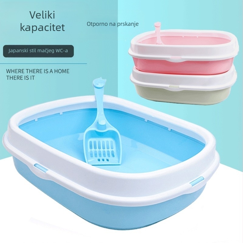 Kutija za mačji pijesak — otporna na prskanje, poluzatvoren dizajn (plastika; šifra 6053; marka Han han le; pakiranje 23 kom.)