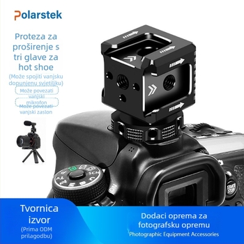 Dodatak za fotoaparat: troglavi držač za hot shoe, aluminijski spoj, kompatibilan sa Sony ZV-E10, model SX-02