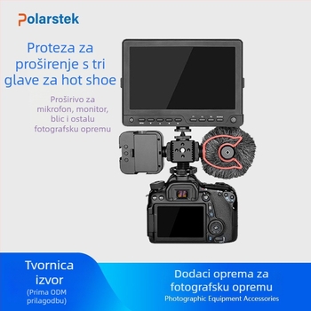 Dodatak za fotoaparat: troglavi držač za hot shoe, aluminijski spoj, kompatibilan sa Sony ZV-E10, model SX-02