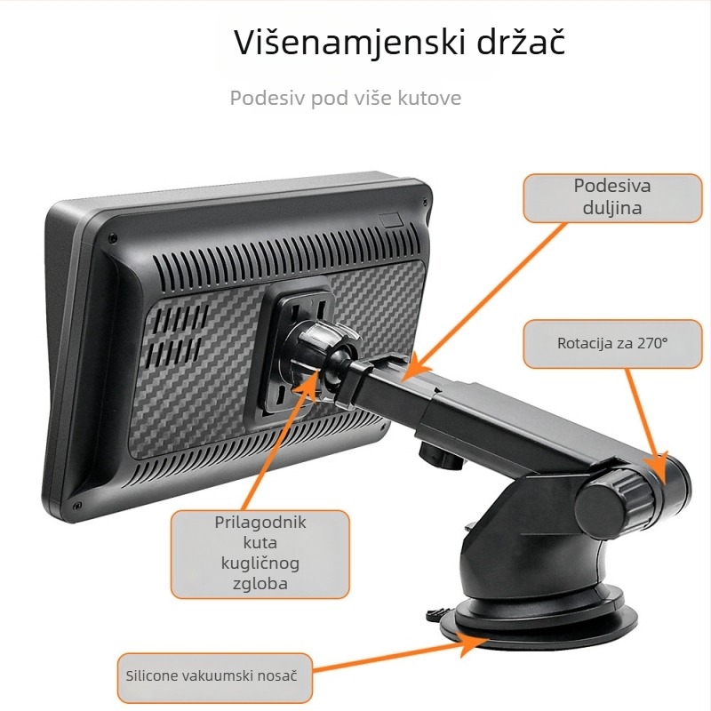 Automobilski navigacijski sustav s bežičnim CarPlayom, MP5 multimedijom i Bluetoothom, podržava AVI/MP4 video formate, microSD karticu