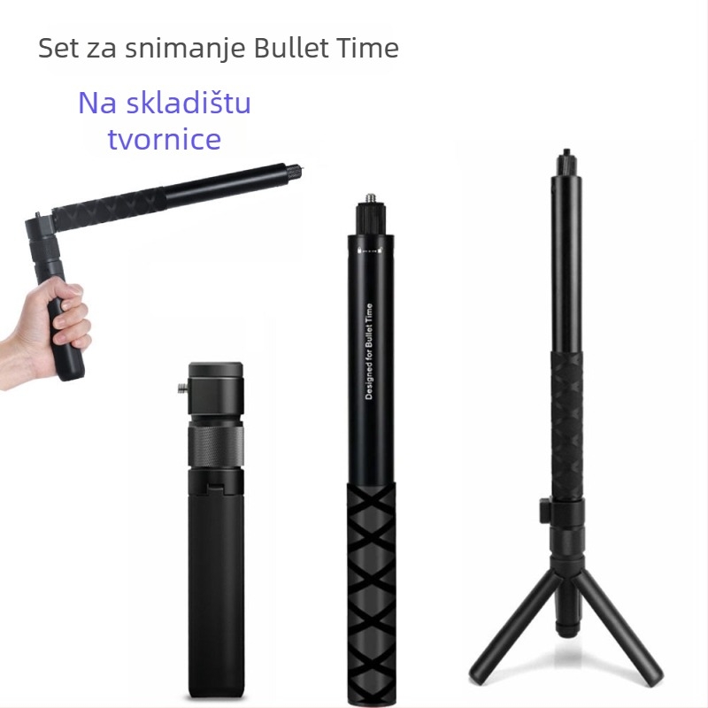 Bullet Time set ručice za snimanje za 360Insta X5/X4 – aluminijska legura, 360° rotirajuća ručica, produžni štap za selfie, model DH-28Z