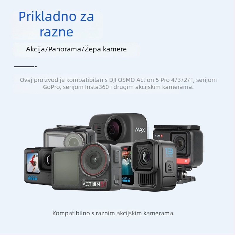 Držač ispod brade za kacigu za sportsku kameru – kompatibilan s DJI Action 5 Pro/4 i GoPro