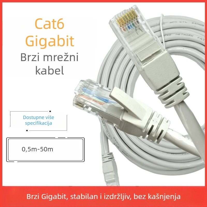 Cat6 Ethernet kabel, RJ-45, gigabitni, uvijeni par, bakrom prekriven aluminij