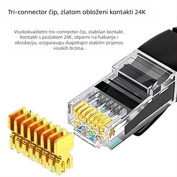 Cat6 mrežni kabel, RJ-45 konektor, bakarno obloženi aluminij, gigabitna brzina, uvijeni parovi, za usmjerivač