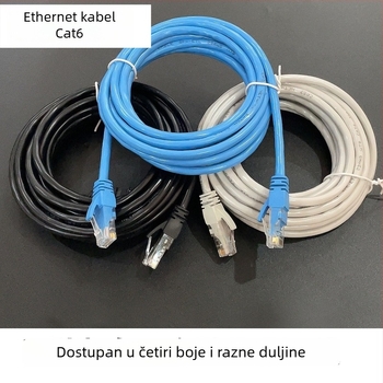 Cat6 mrežni kabel, RJ-45 konektor, bakarno obloženi aluminij, gigabitna brzina, uvijeni parovi, za usmjerivač