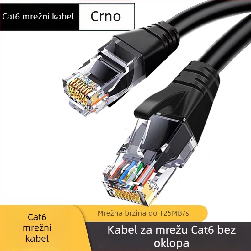 Cat6 mrežni kabel, RJ-45 konektor, bakarno obloženi aluminij, gigabitna brzina, uvijeni parovi, za usmjerivač