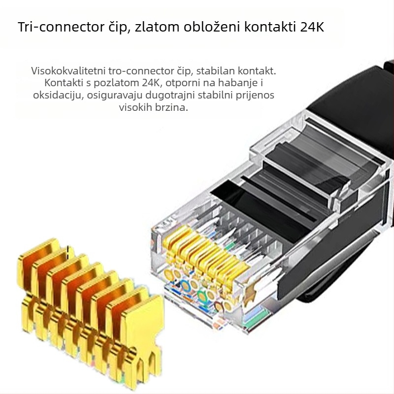 Cat6 mrežni kabel, RJ-45 konektor, bakarno obloženi aluminij, gigabitna brzina, uvijeni parovi, za usmjerivač