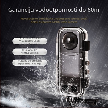 Insta360 X4 vodootporno kućište s 360° staklenim lećama – dodaci, Model A-ISX4-WC-GL, Materijali: PC + kaljeno staklo + 316 nehrđajući čelik