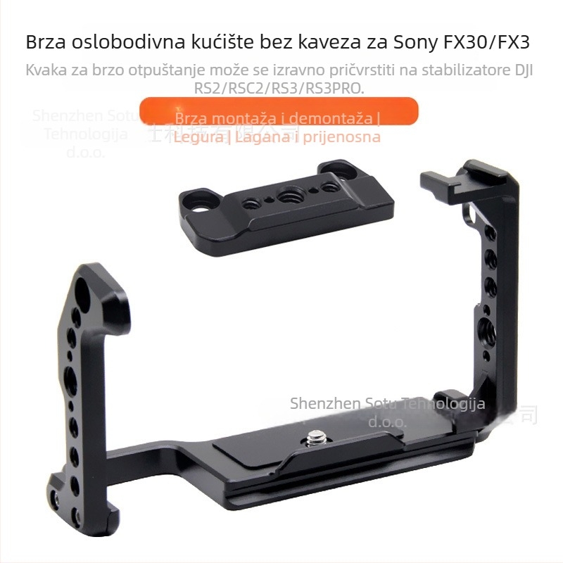 Kavez za kameru Sony FX30/FX3 — aluminijski spoj, model DL-FX30, kompatibilan FX30/FX3, nosivost do 2 kg