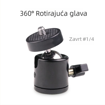 Metalni univerzalni kuglični nosač za kamere, 360° rotacija, 1/4" vijak