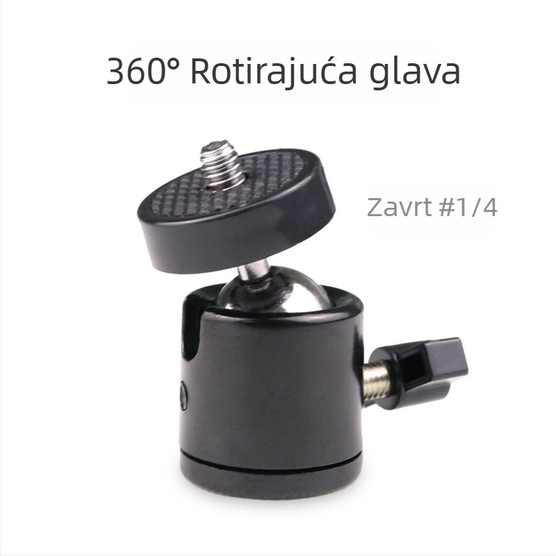 Metalni univerzalni kuglični nosač za kamere, 360° rotacija, 1/4" vijak
