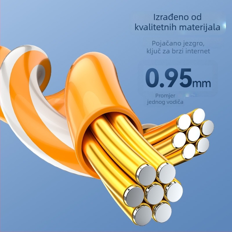 Cat6 mrežni kabel RJ-45, 1000 Mbps, uvijeni parovi, PVC omotač