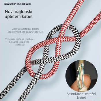 Cat6 opleteni Ethernet kabel, 8 vodiča, RJ-45, unutarnja upotreba, gigabitna brzina, Ten Pole SJ-B6001, bakarom obložen aluminijski jezgra, 6,1 mm vod