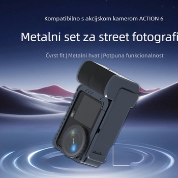 DJI Action6 Prošireni okvir od aluminijske legure s zaštitnim kućištem i hladnom cipelom (Model ZH0037; Kompatibilno s DJI Action6; Materijal: aluminijska legura; Mogućnost prilagodbe logotipa)