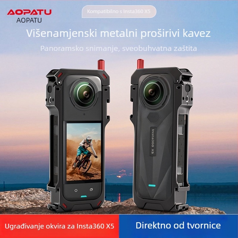 Opato aluminijski zaštitni okvir za Insta360 X5 Rabbit Cage – Kompatibilan s Shadow Stone 360 X5 Rabbit Cage