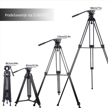 BS180 Hidraulični PTZ stativ, 3-sekcijski, konstrukcija od metala i najlona, nosivost 10 kg