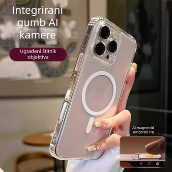 Prozirna magnetska futrola za iPhone 16 Pro s AI dodirnim tipkama, kompatibilna s kamerom 17 Pro Max, otporna na padove