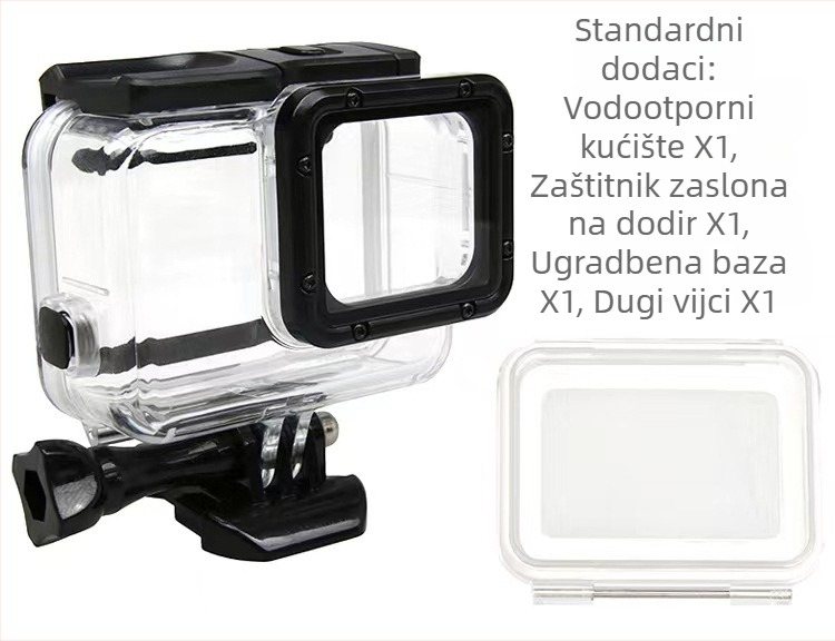 GoPro zaštitno vodootporno kućište GP06, PC materijal, logo se može dodati, podržava konstrukciju u jednom dijelu, paket uključuje okvir, bazu i vijci
