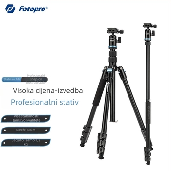 Fotopro A4i Kamerastiativ s kugličnom glavom, 4-dijelni aluminijski spoj, odvojivi monopod, nosivost 6-10 kg