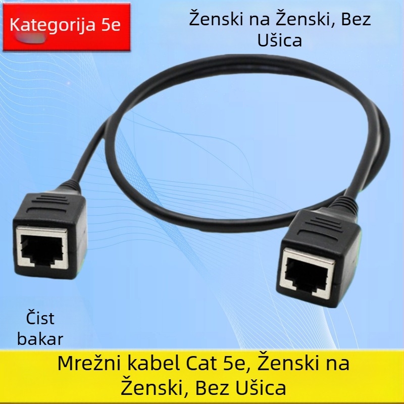 Produžni kabel RJ45 Category 5e, dvostruke ženske konektore, mrežni kabel 100 Mbps, uvijeni par