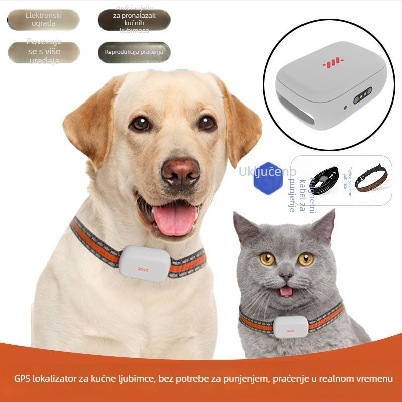 GPS ogrlica za kućne ljubimce s Beidou pozicioniranjem, protiv gubitka, vodootporna, protiv manipulacije, kompatibilno s iOS-om