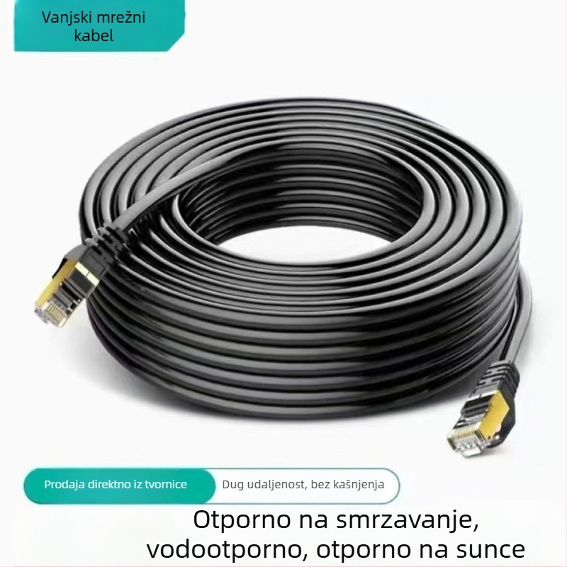 Cat6a dvostruko oklopljen Ethernet kabel s bakrenim vodovima i RJ45 konektorima za kućni nadzor